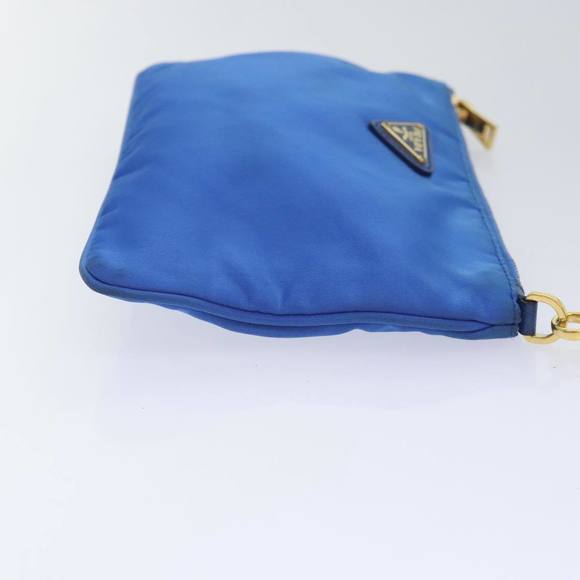 PRADA Accessory Pouch Nylon Blue Gold Auth 90956 - Picture 4 of 16